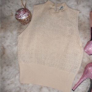 Zara Beige knit mock neck top